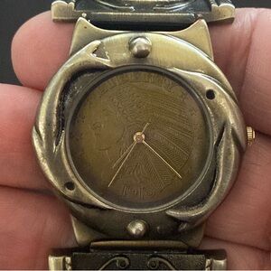 Vintage 1910 Indian Head Liberty Watch stainless steel/Pewter with Turquoise